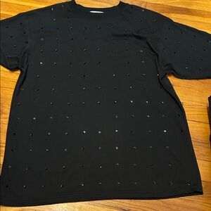Vintage Instant action sequin black shirt poly cotton blend size medium